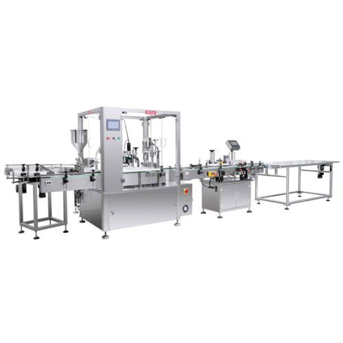Fully automatic filling, capping, labeling integrated packaging production line