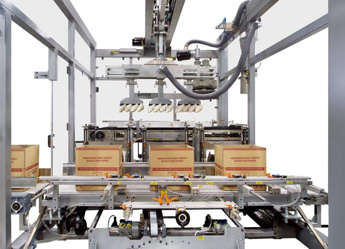 Pick and place case packer system